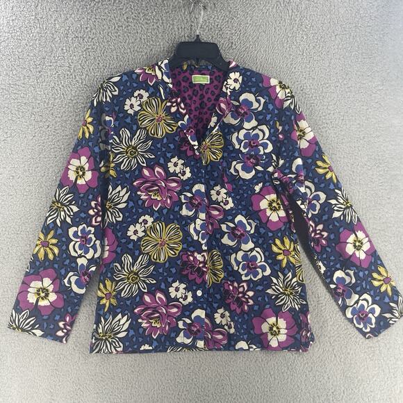 Vera Bradley Womens Colorful Floral Top 100% Cotton Button Up Sz L Shacket - Picture 2 of 10